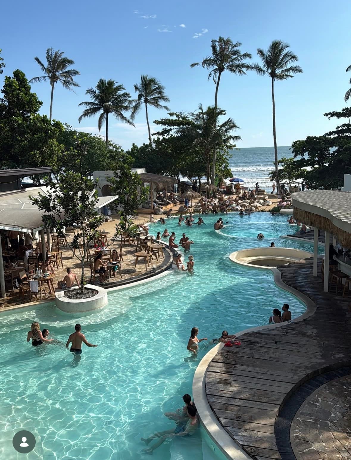 Lagoon pool winding down to the beach at Kai Beach Club